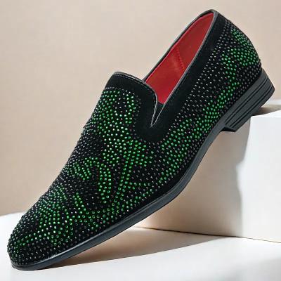 LightInthebox Men's Prom Shoes - Green and Black Snakeskin Pattern Velvet Loafers for Bold Fashion Statements