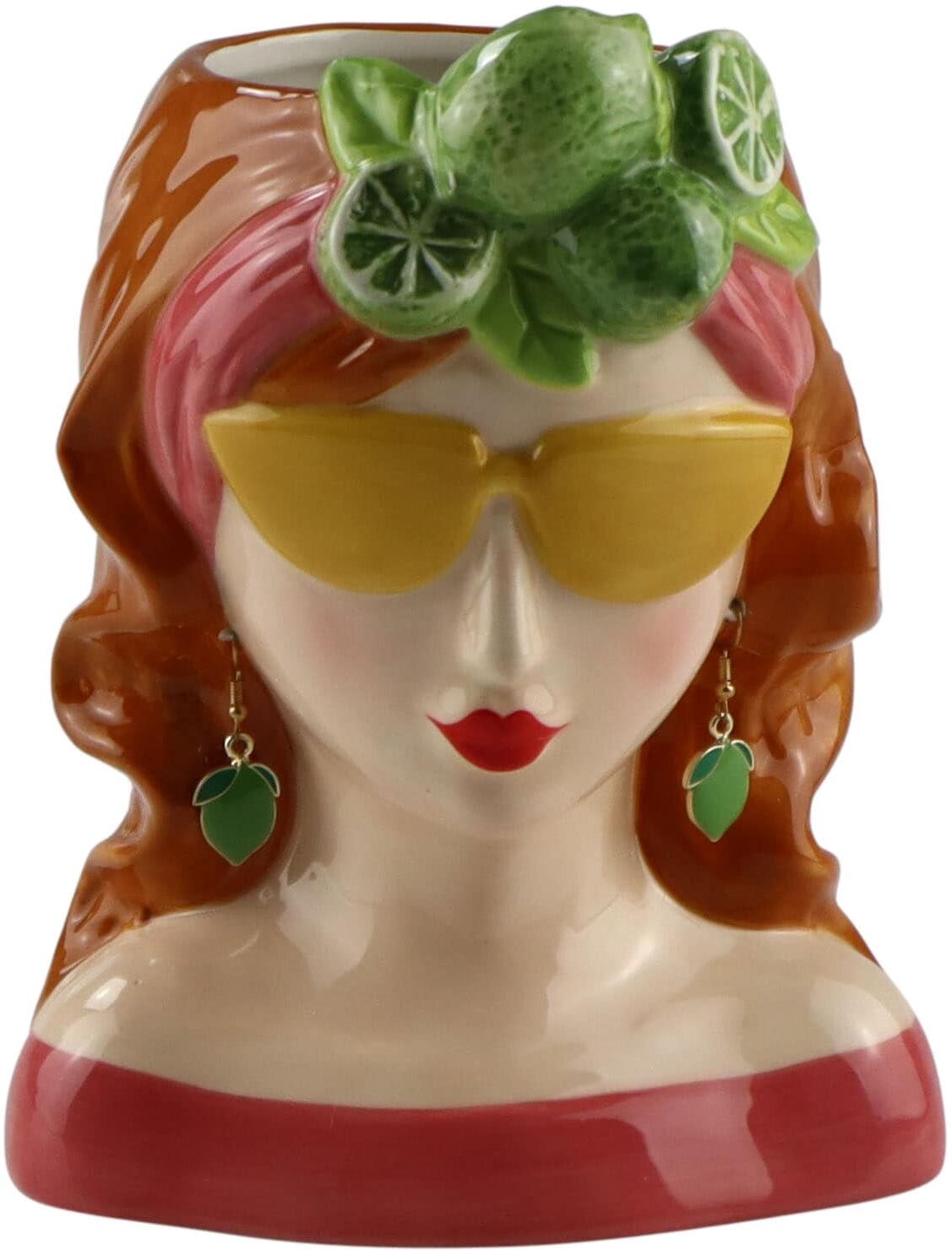 Dekovase AM DESIGN "Verspielte Vase aus Dolomit", rot, B:11,8cm H:18,5cm, Dolomit, Vasen, Dekovase, mit fruchtigem Design rot B/H/T: 11,8cm x 18,5cm