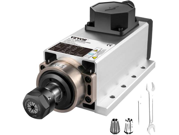 VEVOR Moteur de broche refroidi par air\, 2\,2 kW\, moteur de broche CNC\, 220 V\, carré\, moteur de broche refroidi par air\, pince de serrage ER20\, 24000 tr/min\, broche CNC\, 6 A\, moteur de broche\, 400 Hz pour fraiseuse CNC\, machine à fraiser les gravures