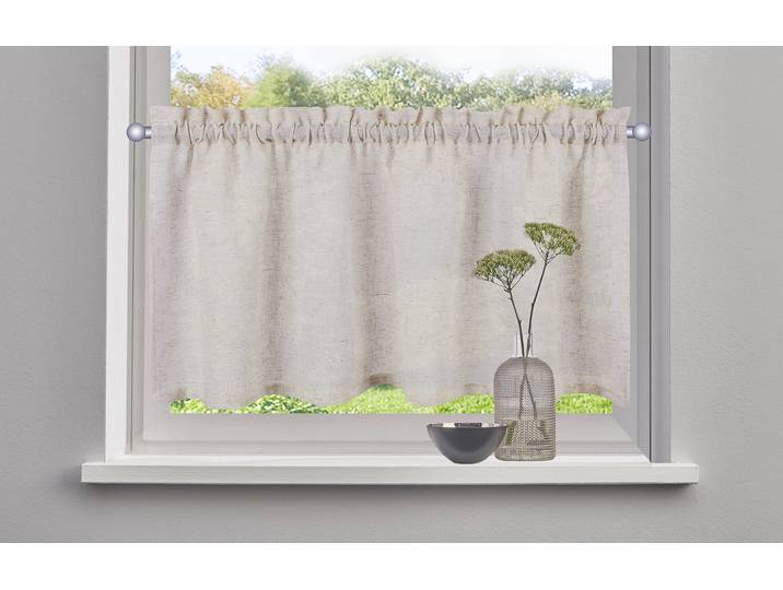 Scheibengardine GOODPRODUCT Louvelle, 1 Stück, Stangendurchzug, halbtransparent, Leinenoptik Gr. 5, beige (linen), B:120cm H:60cm, Polyester, Gardinen, Scheibengardine, Leinenoptik, Scheibengardine, modern, basic