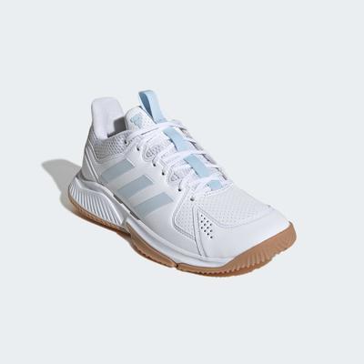 Hallenschuh ADIDAS PERFORMANCE "COURT FLIGHT", Damen, Gr. 43, weiß (cloud weiß, ice blau, gum10), Synthetik, Textil, Schuhe Hallenschuh, Volleyballschuh