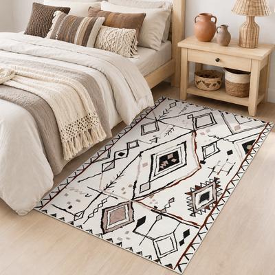 Bluebell Vintage Boho Moroccan Area Rug, Washable Non-Slip Farmhouse Carpet