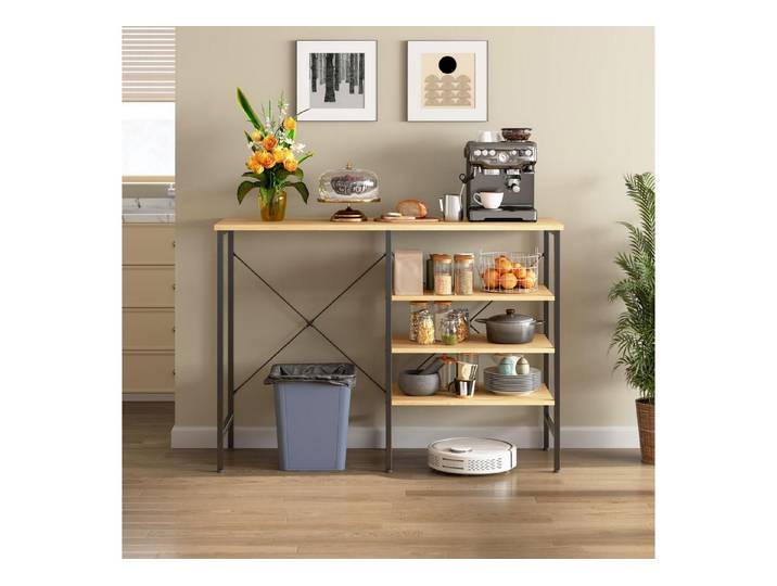 FELIXLEO Beistelltisch Organizer Tisch 120x40x85,5 cm, schwarzes Gestell, Holzoptik (1-St)