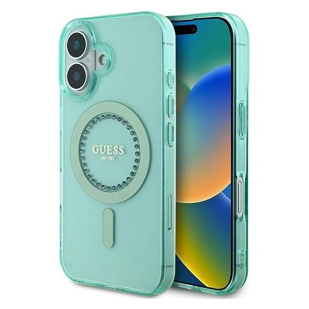 Guess GUHMP16SPFTDTEN iPhone 16 6.1" zielony/green hardcase IML Rhinestones MagSafe (Apple iPhone 16) (GUE003849-0)