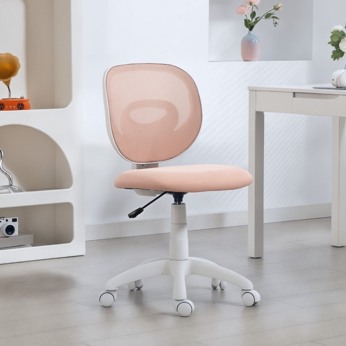 REDOM Compacte Ergonomische Kinderbureaustoel zonder armleuningen - Mesh - Roze