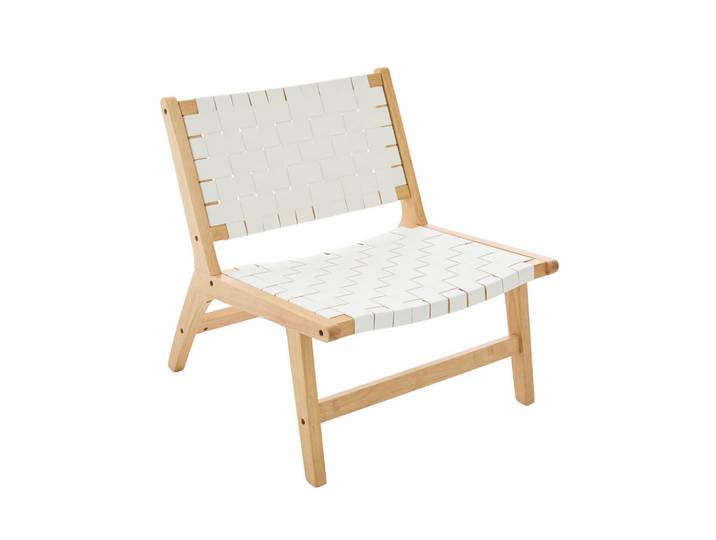 Lvhom Relaxsessel mit Holzgestell, Kunstleder Flechtwerk, Breite Sitzfläche, Weiß, 66x72x71 cm, Wohnzimmer, Sessel, Relaxsessel