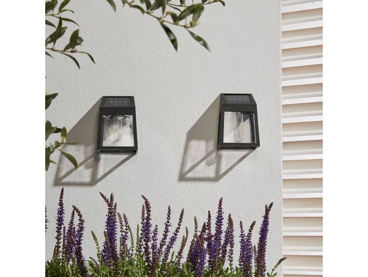 Aussen-Wandleuchte LUXFORM Solar-Wandleuchte - Vigo - LED - 3 Stück , schwarz, 3 Stk., Leuchten, Aussen-Wandleuchte, Solarbetrieben