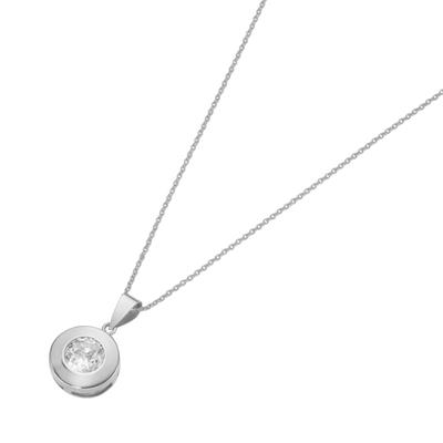 Goldkette LUIGI MERANO "mit rundem Anhänger mit Zirkonia, Gold 375", weiß, Halsketten, Herren, 45cm, Weißgold 375, Goldkette