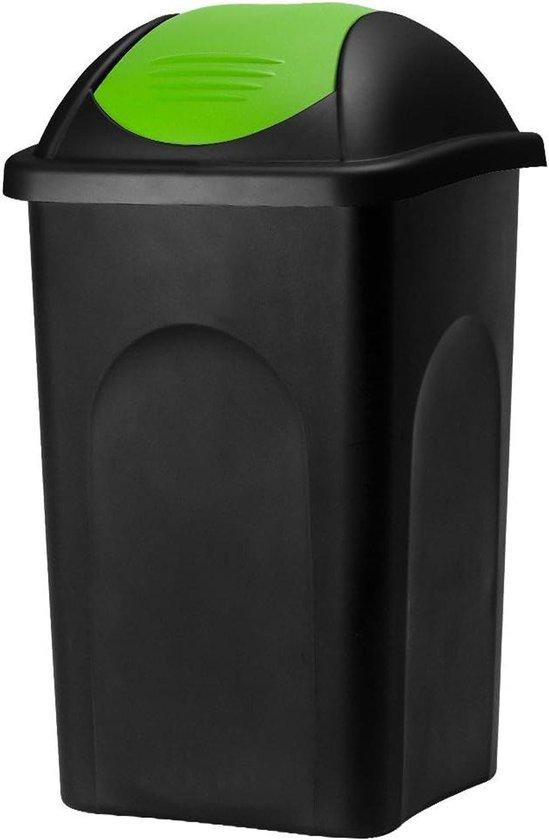 Stefanplast Afvalbak met deksel - Prullenbak keuken - 60 Liter - Zilver
