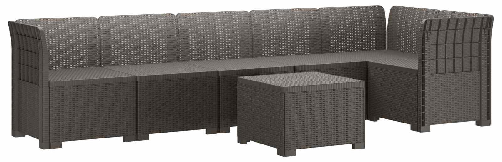 vidaXL 6-Sitzer Garten Sofa Rattan Look PP Hellgrau