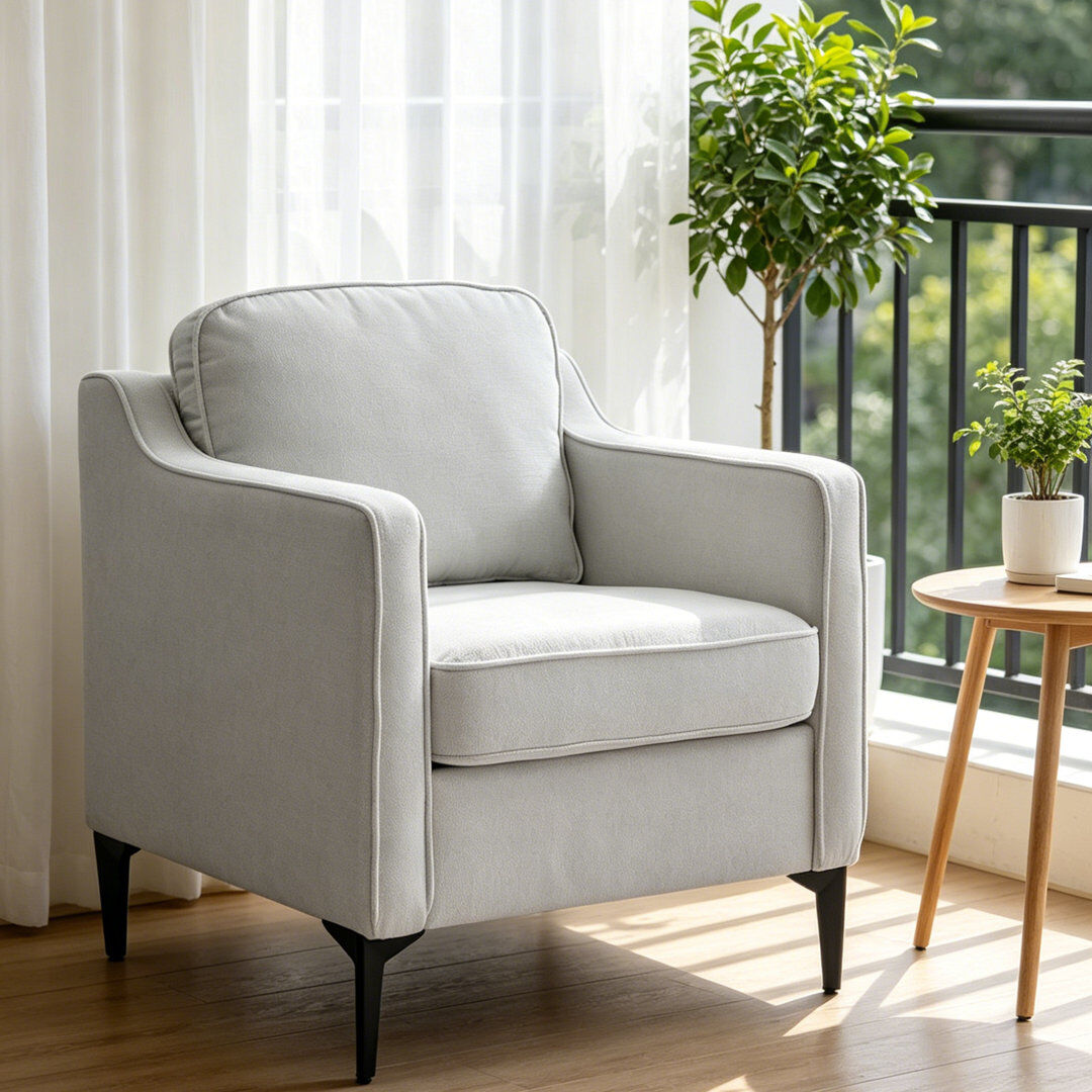 George Oliver Modern Single Armchair Beige 81cm H X 70cm W X 65cm D