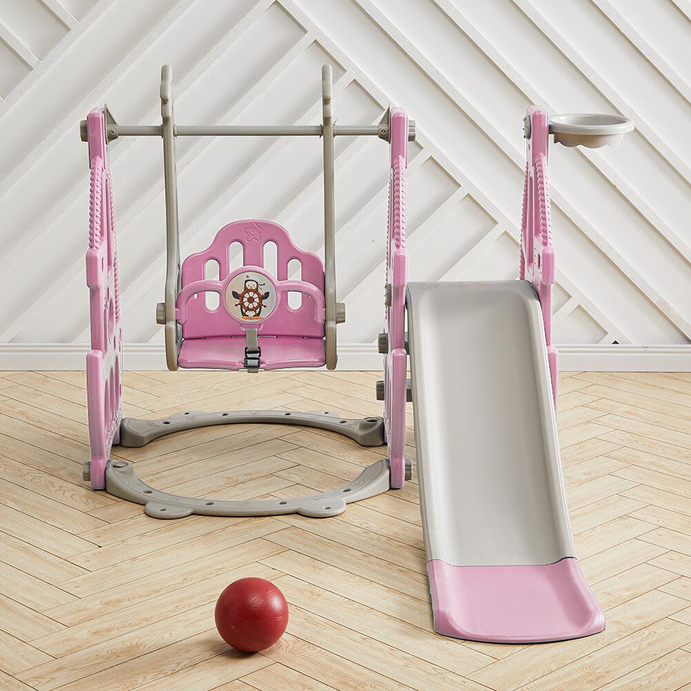 Magnus Zoomie Kids Plastic Swing Set with 1 Swing(s) , 1 Slide(s) Pink/Grey 1