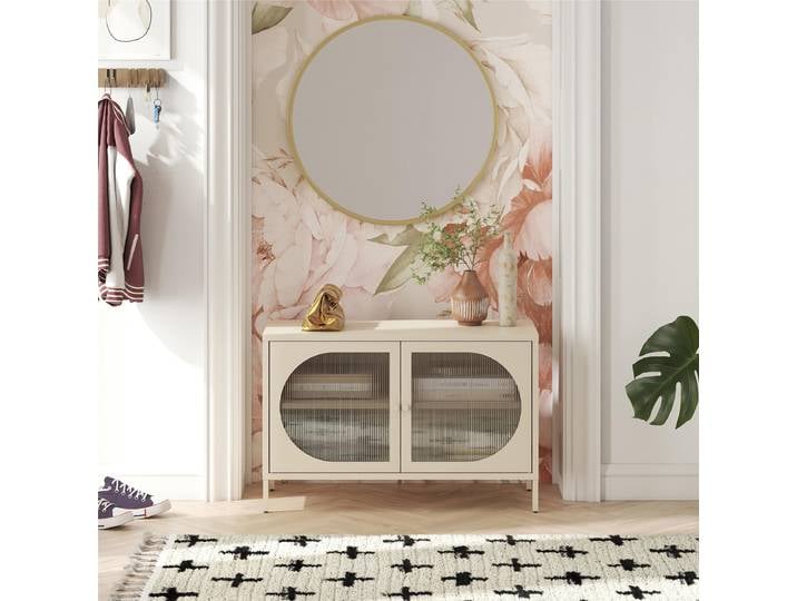 Commode Pochao - Largeur 100 cm 100 x 64 x 40cm Blanc/Beige/Blanc crème