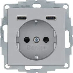 Berker 48151404 Steckdose SCHUKO/USB CC 20W PD B3 alu mt