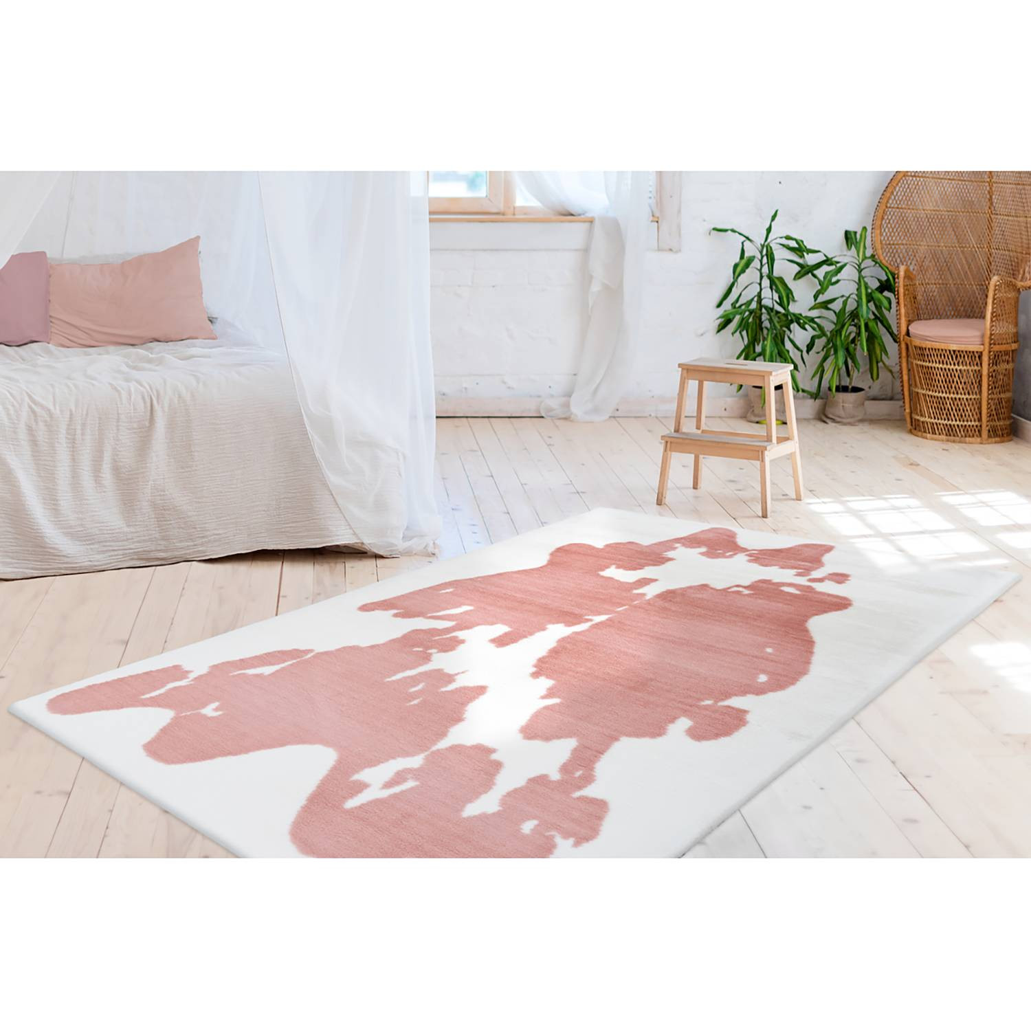home24 Hoogpolig vloerkleed Rabbit Animal 500 Wit/Roze B: 120 cm, L: 160 cm
