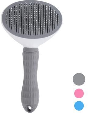 Uplifted Trends Self Cleaning Pet Hair Removal Comb For Cats And Dogs Grooming Brush & Slicker For Effortless Hair Removal grey