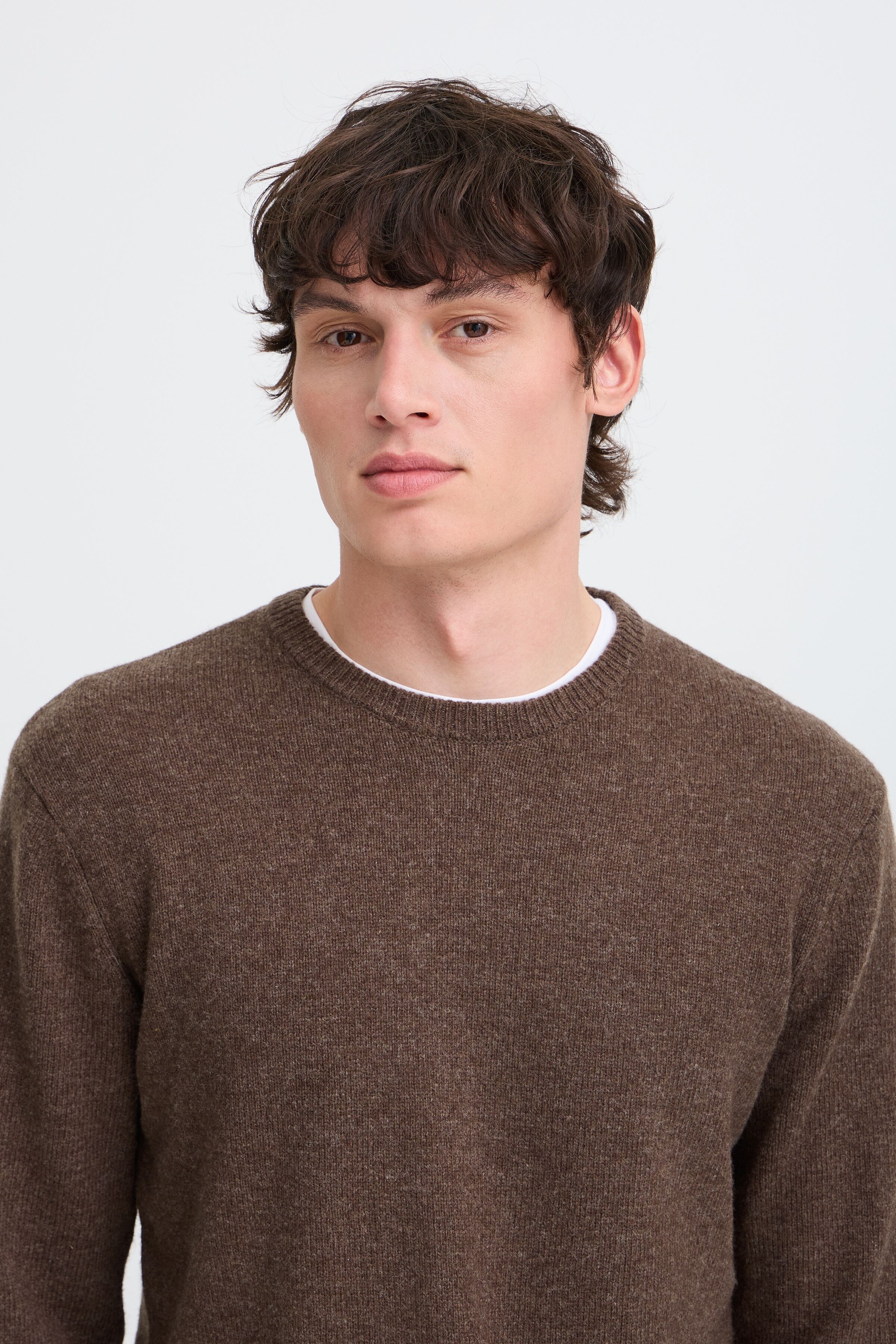 Strickpullover BLEND "BHBRANKO CREW KNIT", Herren, Gr. 3XL, braun (turkish coffee melange), Strick, Obermaterial: 60% Wolle, 40% Nylon, unifarben, regular fit normal, Rundhals, Bündchen, Pullover Strickpullover, Wollmischung, regular fit turkish coffee me