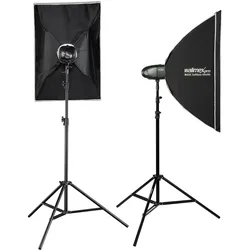 Walimex pro Newcomer 100 II Set Double (Set, 100 Ws), Studioblitz, Schwarz, Grau