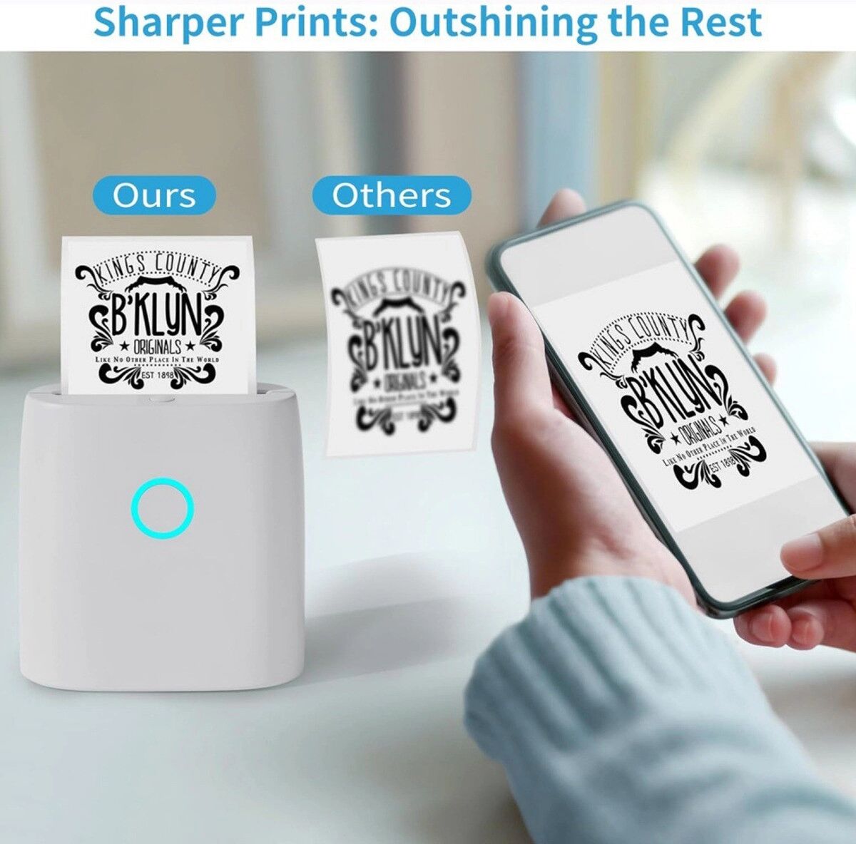 INF Mini Thermo-Etikettendrucker Q2 203dpi — Tragbarer Bluetooth-Handdrucker, 48mm Druckbreite, Type-C Schnellladung,