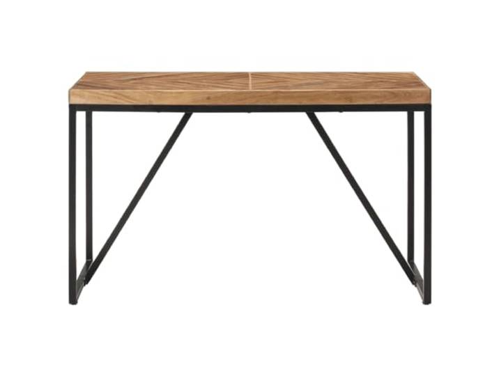 KGHERMDF Esstisch 120x60x76 cm Massivholz Akazie und Mango Industrieller Look, Chevron Mosaik Design, Schwarze Stahlbeine, Stabil und Langlebig