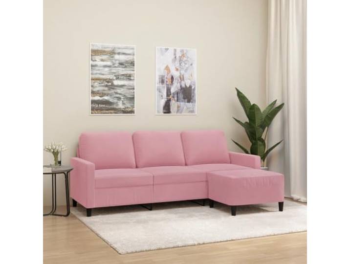 HEFZGDB 3-Sitzer-Sofa mit Hocker 180 cm Samt Rosa strapazierfähig bequem Sitzgruppe Wohnzimmer Polstermöbel modernes Design Robustes Gestell vielseitiger Fußhocker Entspannung Komfort