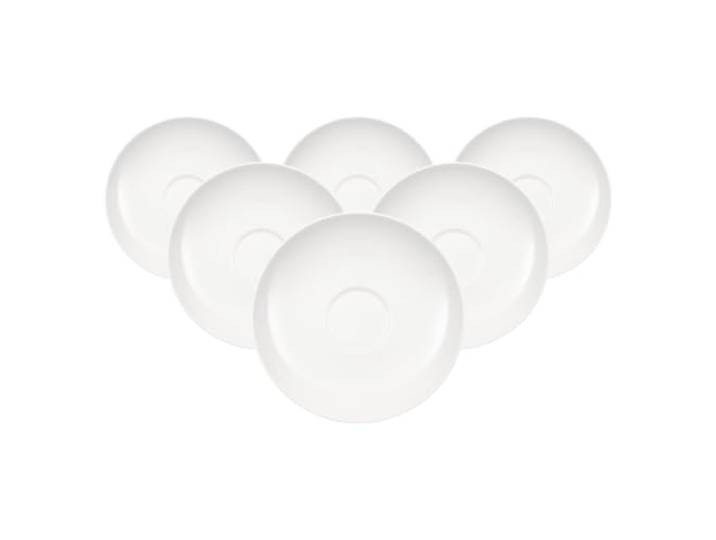Villeroy & Boch Anmut Kaffee-/Teeuntertassen 6er Set, ø 15 cm, Klassisches Weißgeschirr, Premium Porzellan, Spülmaschinenfest & Mikrowellensicher, Weiß