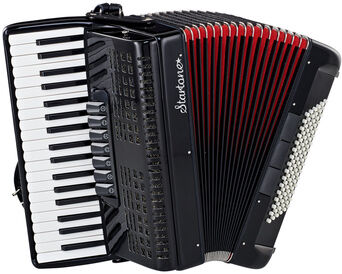 Startone Piano Accordion 96 Black MKII Schwarz mit rotem Balg