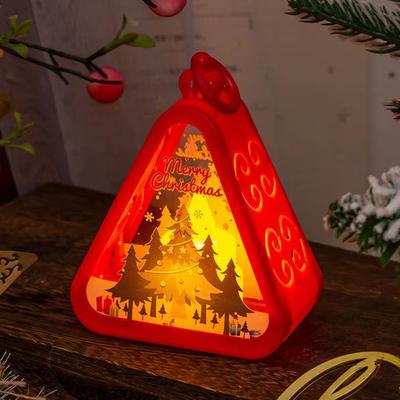 Inspired Finds FestiveGlow LED Triangle Lantern Santa & Snowman Christmas Table Lamp acs035