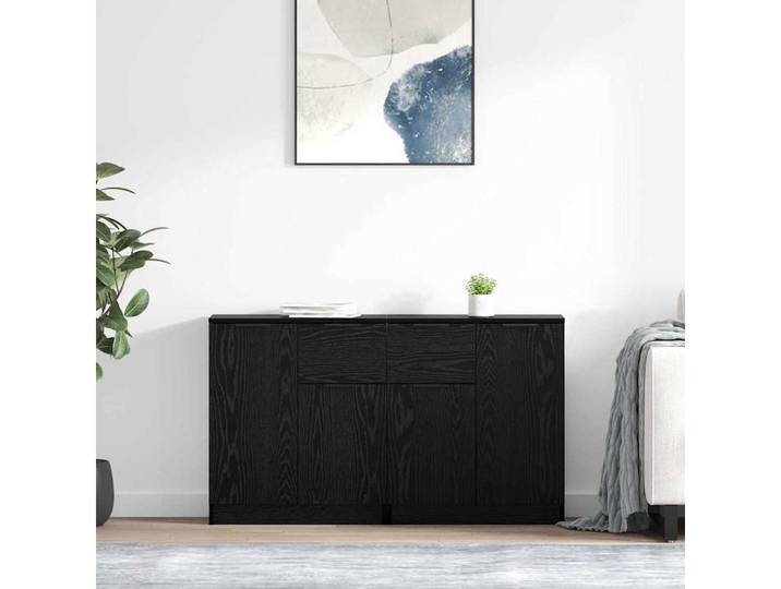furnicato Sideboard 60 x 30 x 70 cm Schwarz eichen-optik (1 St), Aufbewahrungsschrank mit Roll-out-Schubladen für deine Küche