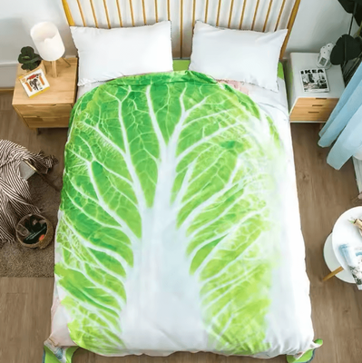 Inspire Curations Double Sided Cabbage Flannel Throw Blanket green 150x200cm