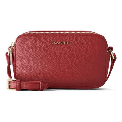Umhängetasche LAZAROTTI "Bologna Leather Umhängetasche Camera-Bag Leder Double-Zip 18 cm", Damen, Gr. B/H/T: 6cm x 11cm, rot, Leder, Taschen Umhängetasche