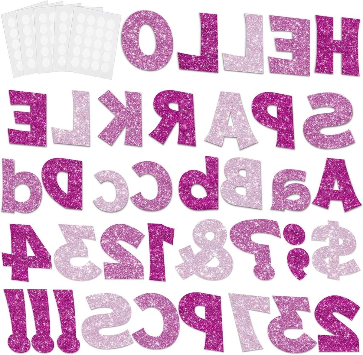 Glitter Prikbord Letters Valentijnsdag Decoratie Alfabet in Roze en Paars - Hoogte: 10,5 cm