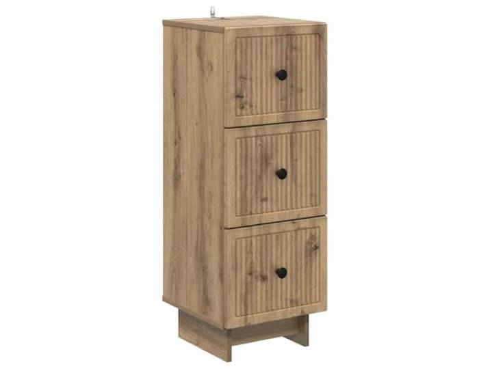Todiikf Schubladenkommode Artisan-Eiche 33 x 34,5 x 90 cm 3 Schubladen Schmaler Schrank im Vintage-Stil für Wohnzimmer und Flur mit 3 Schubladen und Wandbefestigung für hohe Sicherheit.