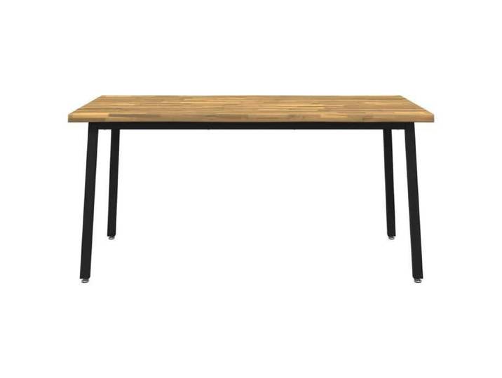 Table à manger en bord vivant - UU - Bois d'acacia massif - Blanc et noir - Bord vivant - 140x90x75 cm igx74e