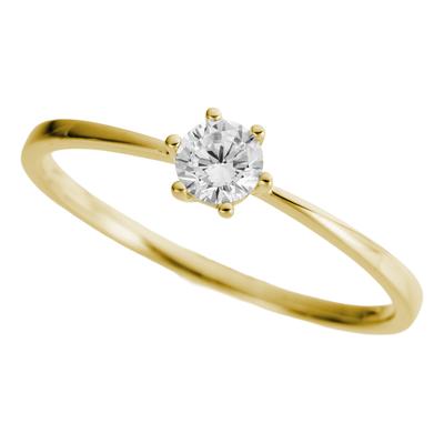 Goldring FIRETTI "Schmuck Geschenk Gold 333 Vorsteckring Verlobung Solitär Lab Grown" Gr. 16, gold (gelbgoldfarben), Fingerringe, Damen, 16, 0,25 VS = sehr kleine Einschlüsse, Diamanten Gelbgold 333, 1,4mm, Diamanten, Gelbgold 333, Goldring, mit...
