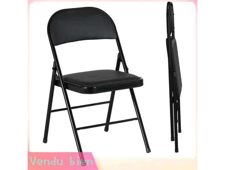 LIA Lot de 2 chaises pliantes chaises de salle à manger portables cadre en acier dim. 45l x 46P x 78H cm noir