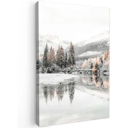 LEINWANDBILD Natur - Winter - Bäume - Berge - Schnee Wanddeko 40x60 cm