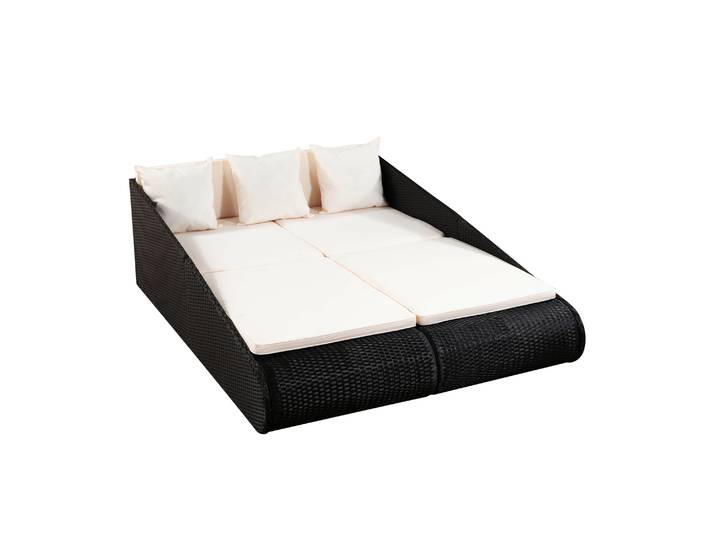 Gartenliege EMILIA 200 x 142 x 59 cm schwarz/beige