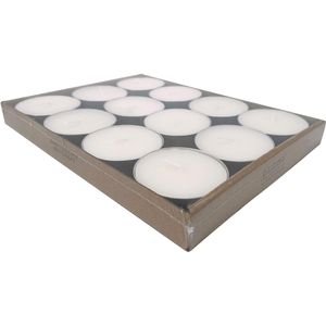 pajoma Teelichter 92058, Maxi, weiß, Ø 59 mm, Höhe 20 mm, 8h Brenndauer, 12 Stück