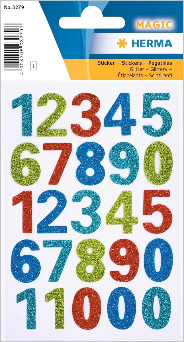 Glinsterende Cijferstickers 0-9 (25 stuks) - Zelfklevende glitter stickers voor decoratie en knutselen