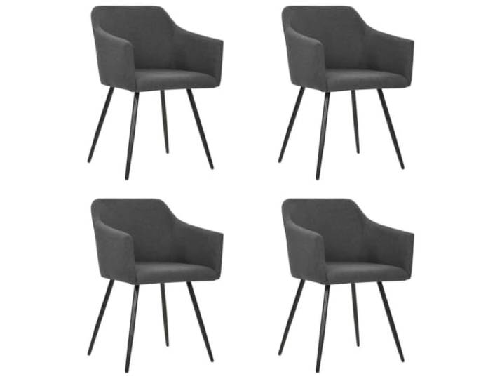 fsahslih Esszimmerstühle 4er Set mit Armlehne Dunkelgrau Metall Bequeme Küchenstühle im 4er-Pack für Essbereich und Wohnzimmer mit weicher Polsterung und stabiler Rückenlehne.