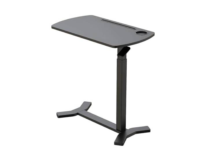 Spacetronik Beistelltisch C Form Höhenverstellbar, Schwarz, BUDDY-G Versteckte Rollen, Becher- und Tablet-Halter, Gasfeder-Mechanismus, 7 kg Tragkraft