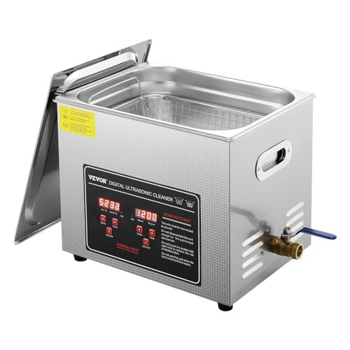 VEVOR Ultrasone reiniger van roestvrij staal, 300W, 10L, met digitaal display, zilver
