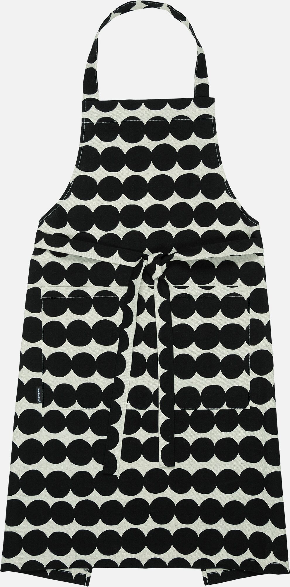 Kochschürze MARIMEKKO "RÄSYMATTO", leinen, schwarz, B:84cm L:85cm, Baumwolle, Leinen, Schürzen, Kochschürze, Leinen, schwarz
