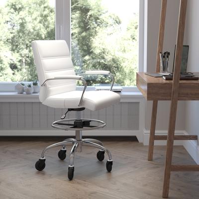 Lancaster Home Drafting Chair with Roller Wheels, Adjustable Foot Ring
