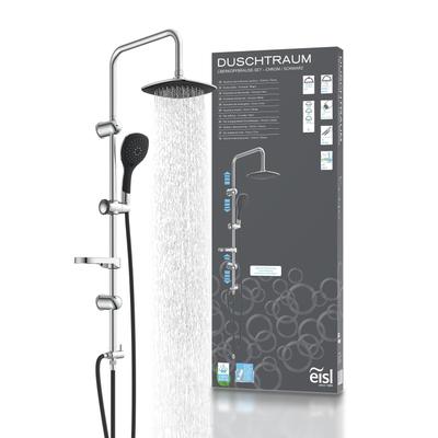 Duschsystem EISL "Duschtraum", schwarz (schwarz, chromfarben), H:101cm T:19cm, Kunststoff, Metall, Brausegarnituren, Duschset mit Kopf- und Handbrause, Regendusche mit 3 Funktionen