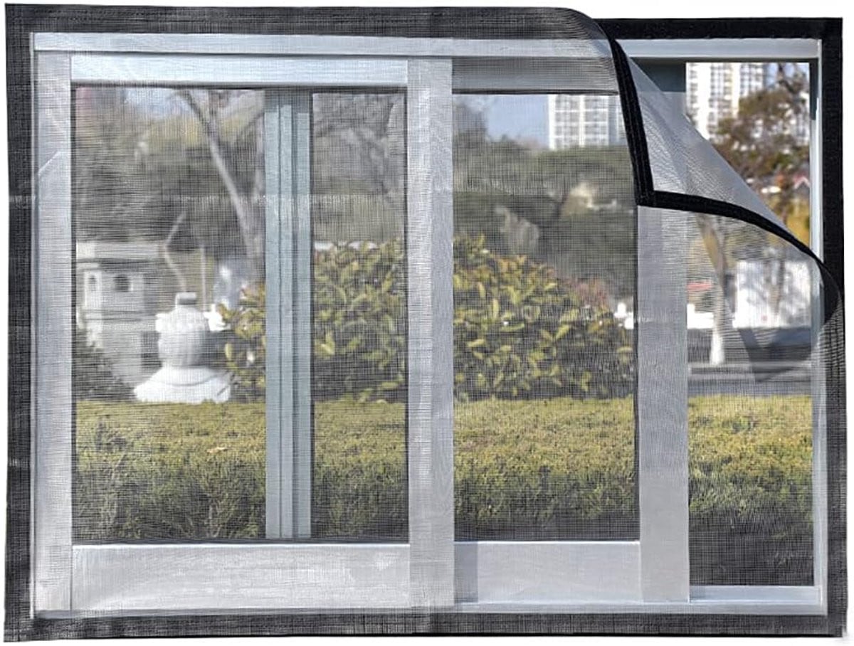 Raamhor Insectengaas Wit met zwart 150 x 180 cm