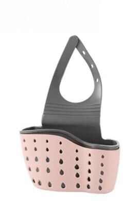 Uplift Essentials Adjustable Snap On Sink Draining Bag Double Layer Kitchen Sponge Holder pink