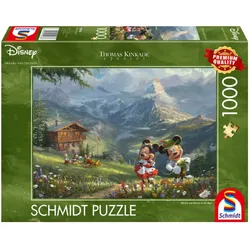 Schmidt Spiele - Erwachsenenpuzzle - Mickey & Minnie in den Alpen,  1000 Teile