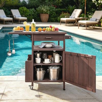 "40.5"" Outdoor Grill Cart with Stainless Steel Top Removable Shelf and Drop Leaf Design for Easy Storage"